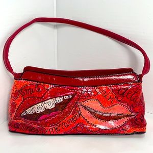 Hand Painted Artist "Patty Nagle" Lips Purse - Statement Piece for Sure